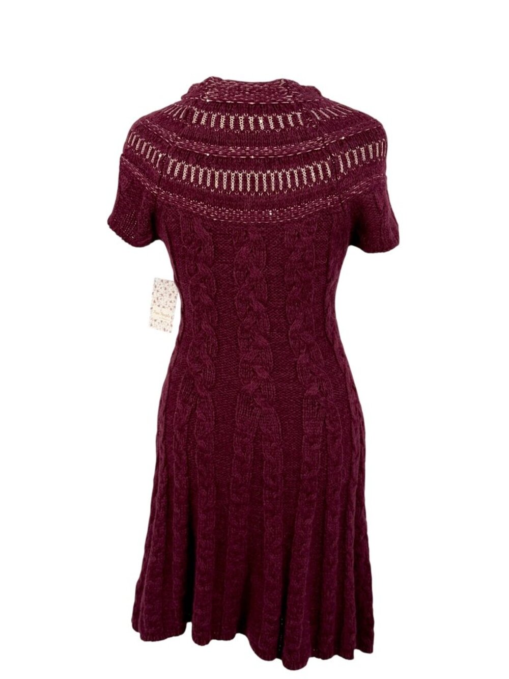 NWT Free People Dark Cherry Sequin Fit & Flare Sweater Dress | Mob Wife Coquette - Picture 10 of 16